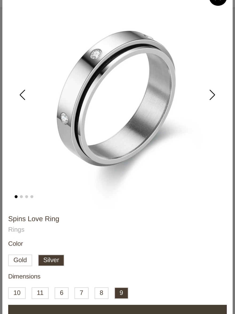 Spins Love Ring – Polished Silver Crystal Accent